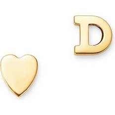 Zoe Lev 14K Yellow Gold Heart & Initial Stud Earrings D/Gold