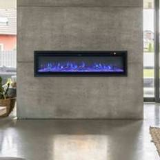 Fireplaces Garden Sanctuary GardenSanctuary Garden Sanctuary 60 Inch 1500W Recessed Electric Fireplace With Remote Control Black
