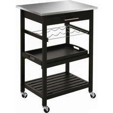 Ebern Designs Trolley Tables Ebern Designs Kitchen Cart Black 33.50 H X 23.50 W X 15.80 D Trolley Table