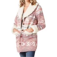 Wrangler Women Coats Wrangler Retro Southwest Print Sherpa Shawl Coat - Rosa Pink