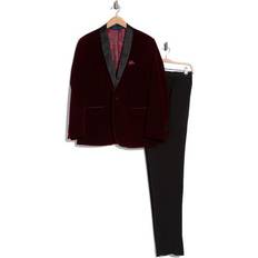 Red Suits Gino Vitale Slim Fit Velvet Suit - Burgundy