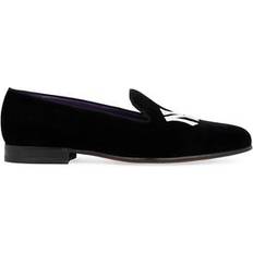 Slippers Ralph Lauren Purple Label Alonzo Yankee-Logo Velvet Slippers - Polo Black