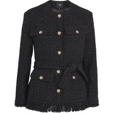 Viscose Manteaux Maje Metallic-Thread Jacket - Black