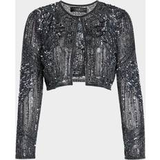 Aidan Mattox Cropped Bead Sequin Jacket - Gunmetal