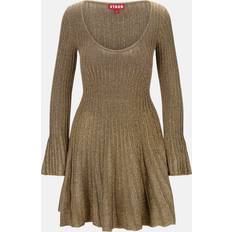 Gold Dresses Staud Raquel Ribbed Metallic Mini Dress - Metallic Gold