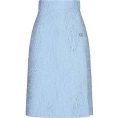 Dolce & Gabbana Short Skirts Dolce & Gabbana Floral Quilted Jacquard Midi Skirt Azure