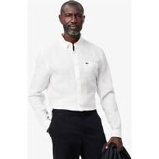 Lacoste Hvid Skjorter Lacoste Regular Fit Linen Langærmet Skjorte - Hvid