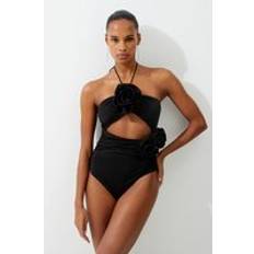 Karen Millen Rosette Cut Out Detail Swimsuit - Black