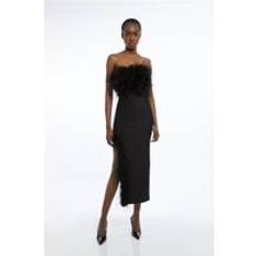 Karen Millen Bandage Feather Detail Midi Dress - Black