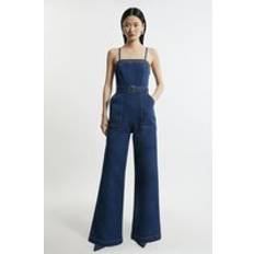 Denim - Women Jumpsuits & Overalls Karen Millen Bandeau Belted Wide Leg Jumpsuit - Indigo