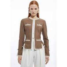 Karen Millen XL Jackets Karen Millen Military Contrast Piping Knit Jacket - Taupe