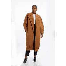 Karen Millen Coats Karen Millen Compact Wool Blend Oversized Knit Coat - Camel
