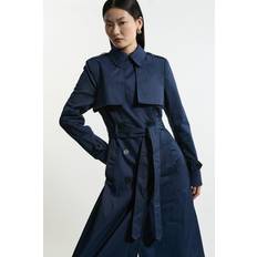 Linen Coats Karen Millen Tailored Wrap Storm Flap Trench Coat - Navy