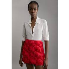 Red Skirts Karen Millen Crinkle Rosette Woven Mini Skirt - Red