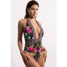 Multicoloured Swimsuits Karen Millen Mirror Print Plunge Swimsuit - Multi