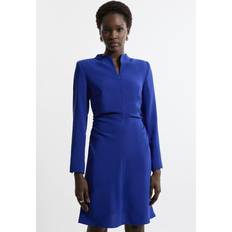 Karen Millen Short Dresses Karen Millen Soft Tailored Ruched Waist Long Sleeve Mini Dress - Blue