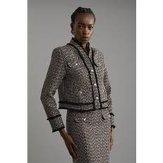 Wool Jackets Karen Millen Wool Mix Boucle Tailored Cropped Collarless Jacket - Multi