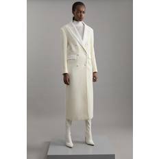 Karen Millen XL Coats Karen Millen Wool Satin Collar Maxi Coat - Ivory