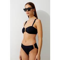 Gold Bikinis Karen Millen Bikini Bottoms With Gold Trim - Black