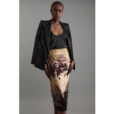 Bronze Skirts Karen Millen Panelled Woven Midaxi Skirt - Bronze