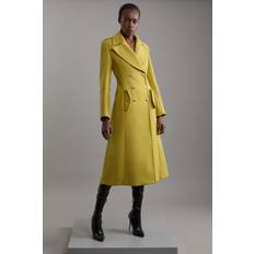 Yellow Coats Karen Millen Premium Italian Manteco Wool Midaxi Coat - Mustard