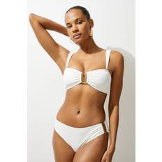 Beige Bikini Bottoms Karen Millen Bikini Bottoms With Gold Trim - Cream