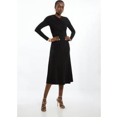 Karen Millen Midi Dresses Karen Millen Ruched Jersey Crepe Maxi Dress - Black