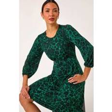 Roman Animal Print Dress - Dark Green