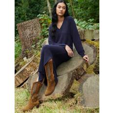 Wool Dresses Ro&Zo V-Neck Textured Knit Dress - Navy