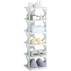 Ebern Designs White Hallway Furniture & Accessories Ebern Designs 6 Tier Foldable Shoe Rack