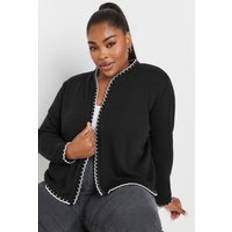 Elastane/Lycra/Spandex Cardigans Yours Scallop Hem Knitted Cardigan - Black