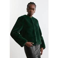 Karen Millen Women Jackets Karen Millen Collarless Faux Fur Jacket - Forest