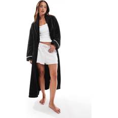 Black Robes DKNY Folded Fleece Long Chenille Robe - Black