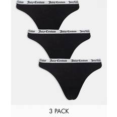 XXS Knickers Juicy Couture Cotton Thong 3 Pack - Black