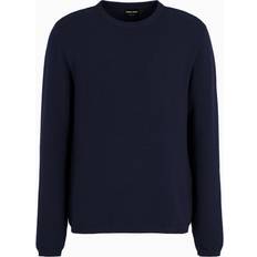 Giorgio Armani Virgin Wool-Blend Jacquard Logo Sweater - Blue