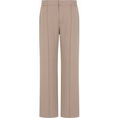 Emporio Armani Beige Trousers & Shorts Emporio Armani Cotton-Blend Straight Trousers - Beige