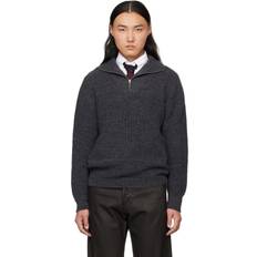 Drake's Wool Quarter Zip Sweater - Gray