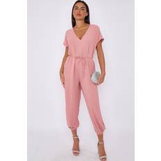 One Size Jumpsuits & Overalls Aftershock London V-Neck Belted Jumpsuit - Pink