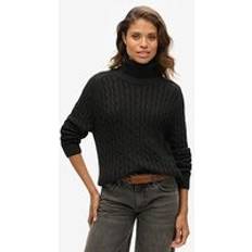 Superdry Women Tops Superdry Slouchy Cable Roll Neck Jumper - Brown