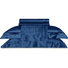 Elite Silk Fitted King Dark Bed Sheet Blue