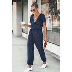 Cupshe Surplice Jogger Jumpsuit - Navy