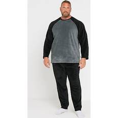 Black Pyjamas BadRhino Raglan Fleece Lounge Set - Black