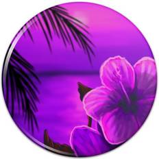 Purple Makeup Mirrors Graphics and More Beach Sunset Hibiscus Flower Hawaiian Purple Compact Pocket Purse Hand Cosmetic Makeup Mirror