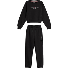 Tommy Hilfiger Tracksuits Tommy Hilfiger Logo Sweatshirt & Joggers Set - Black 'ESSENTIAL' schwarz weiß