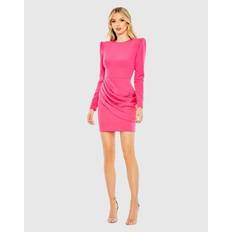 Dresses Mac Duggal Long Sleeve Mini Dress with Shoulder Pads - Hot Pink