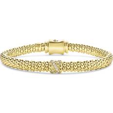 Lagos 18K Yellow Gold Embrace Diamond X Caviar Bead Bracelet Gold