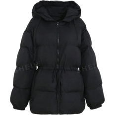 Shein Outerwear Shein Women's DAZY Hooded Coat with Gathered Waist - Black