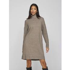 Grå - Strikkekjoler Vila Rollneck Knit Dress - Grå