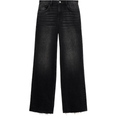 Mango Danila Medium Rise Wideleg Jeans - Black Denim