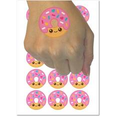 Body Makeup Sniggle Sloth Deliciously Kawaii Chibi Donut Water Resistant Temporary Tattoo Set Fake Body Art Collection 15 2 Tattoos (1 Sheet)